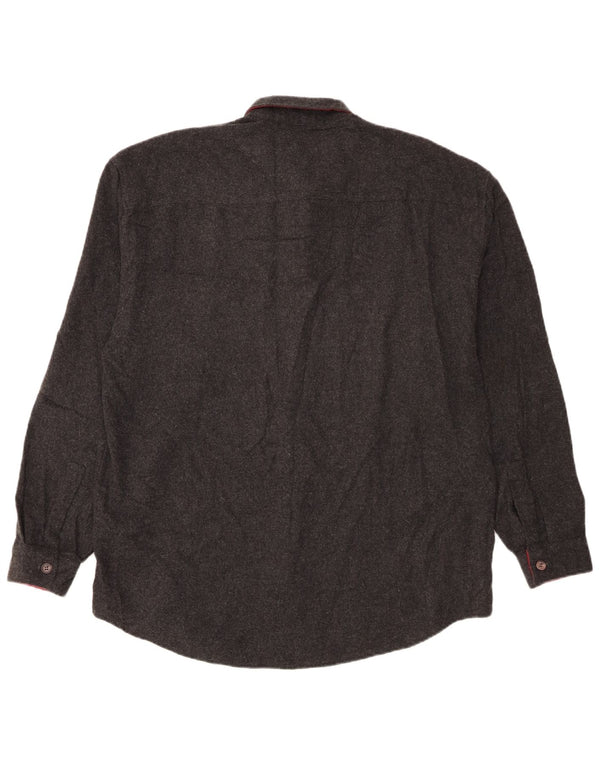 Camisa masculina vintage de flanela grande algodão preto