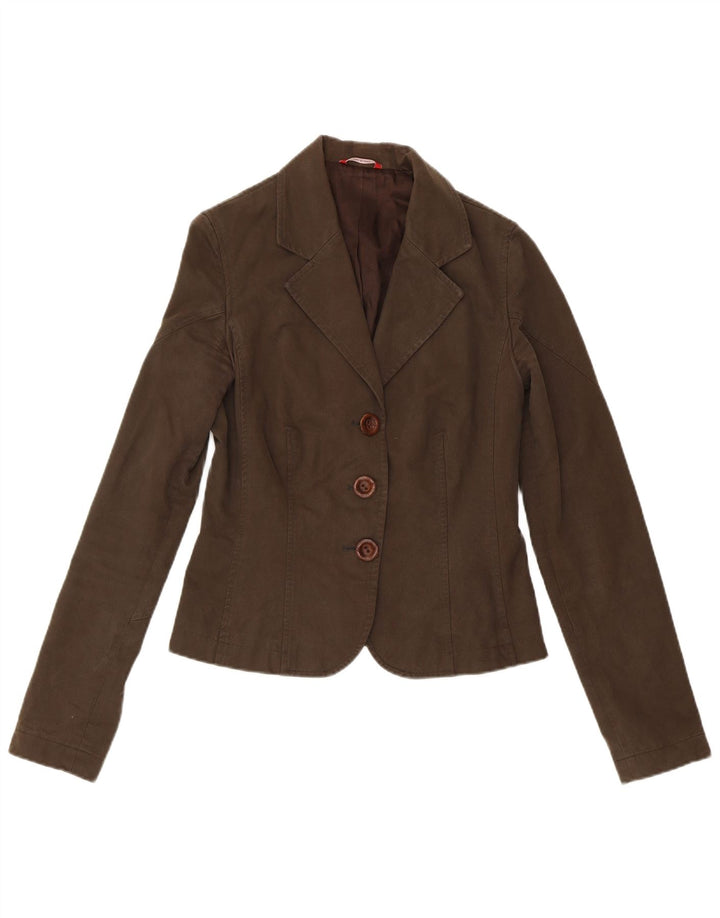 Liu Jo Damen-Blazerjacke mit 3 Knöpfen, IT 44, mittelbraune Baumwolle