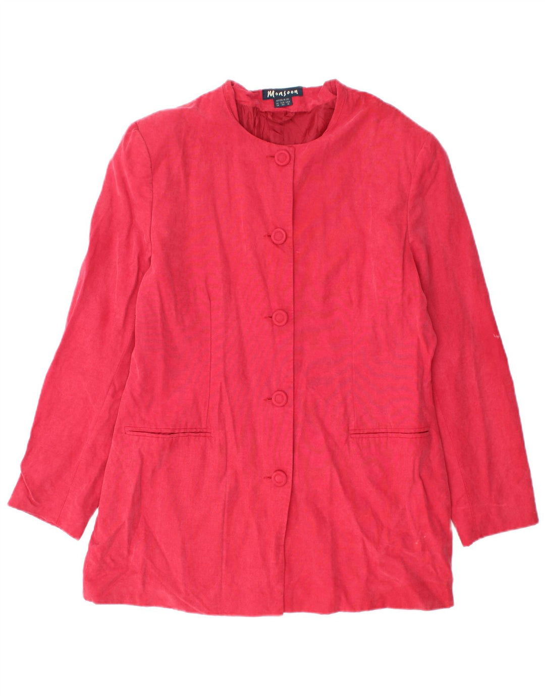 Monsoon Damen 5-Knopf-Blazerjacke UK 14 Mittelrote Viskose