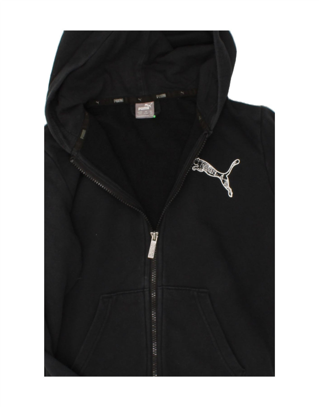 PUMA Boys Graphic Zip Hoodie Sweater 11-12 Years Black Cotton Vintage Puma and Second-Hand Puma from Messina Hembry 