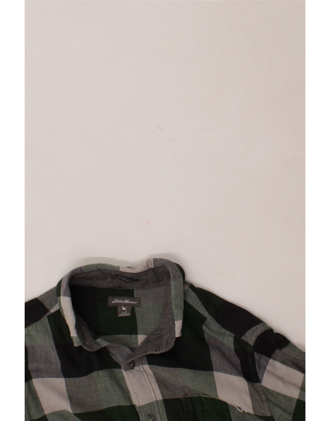 EDDIE BAUER Mens Classic Fit Shirt Small Green Check Cotton Vintage Eddie Bauer and Second-Hand Eddie Bauer from Messina Hembry 