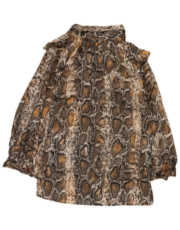 Zara Chemisier surdimensionné à manches longues pour femme UK 6 XS Marron imprimé animal