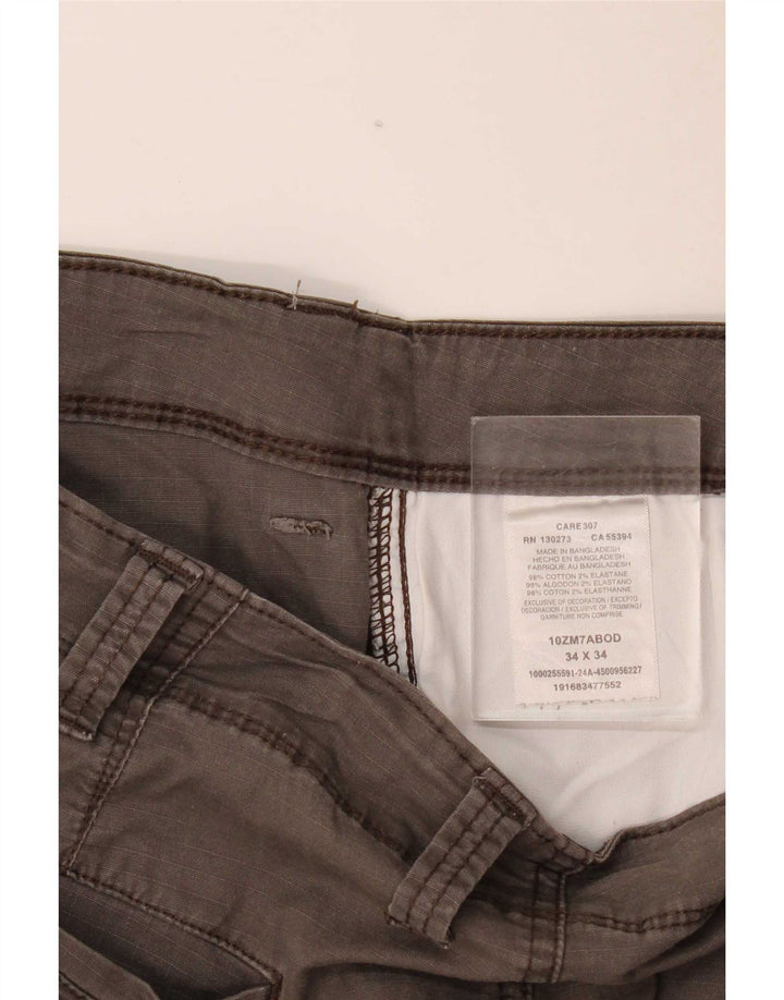 Wrangler Mens Straight Cargo Trousers W34 L34 Grey Cotton