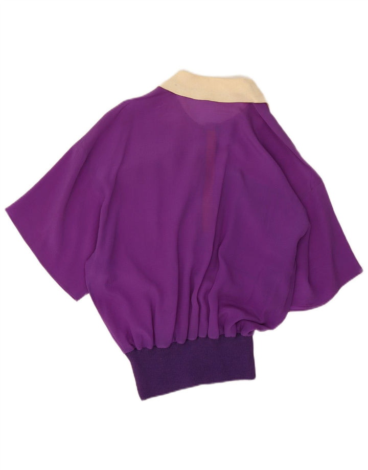Vintage Womens Blouse Top IT 44 Medium Purple Colourblock Silk