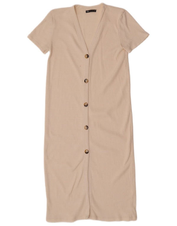 Zara Womens Bodycon Dress UK 12 Medium Off White