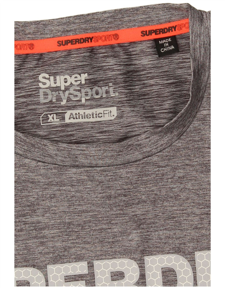 Superdry Mens Graphic T-Shirt Top XL Grey Flecked