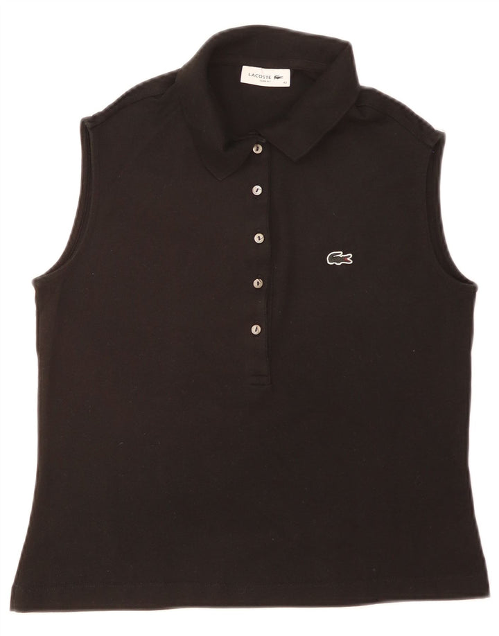 Lacoste Womens Sleeveless Slim Fit Polo Shirt Size 40 Medium Black