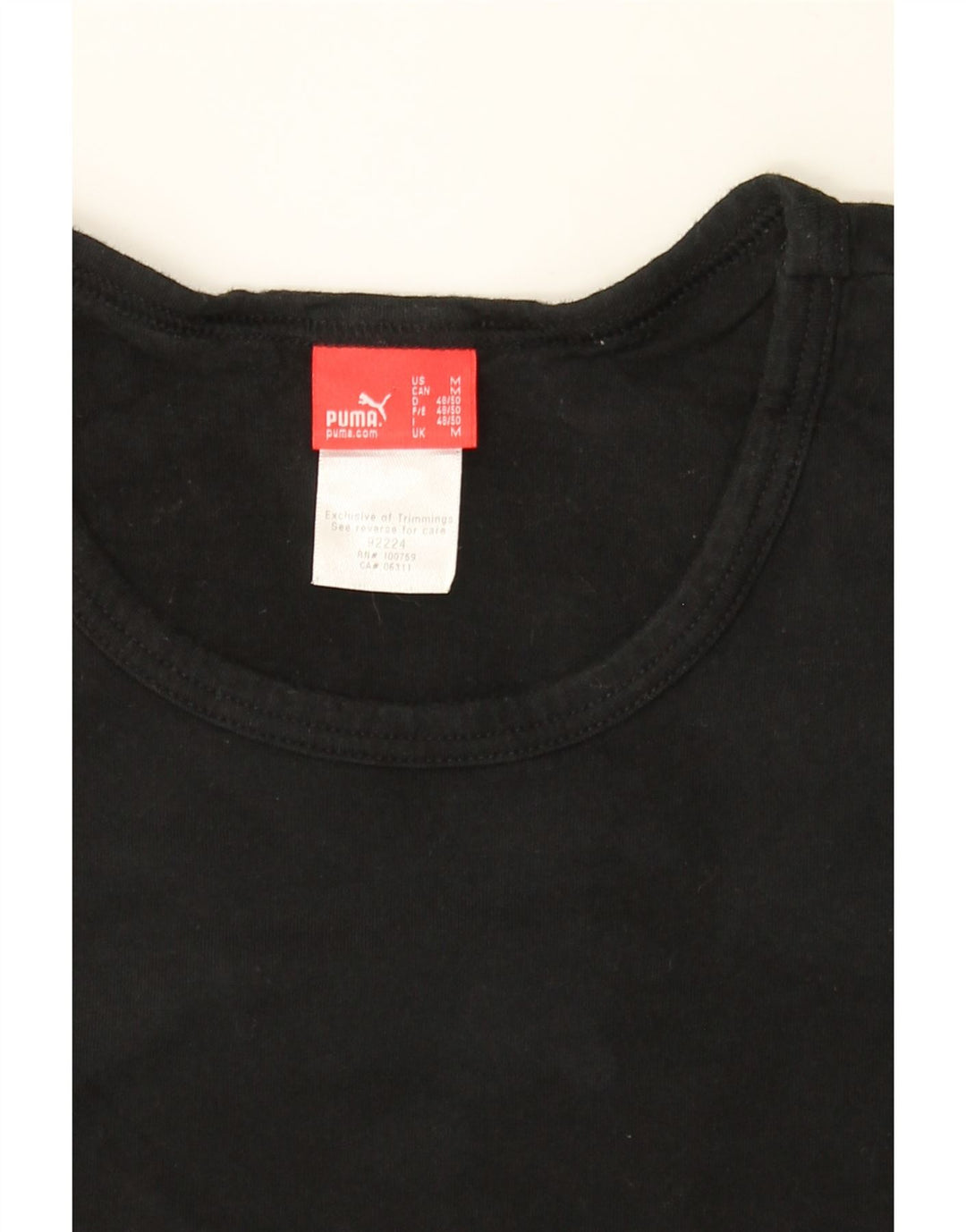 PUMA Womens T-Shirt Top UK 12 Medium Black Cotton Vintage Puma and Second-Hand Puma from Messina Hembry 
