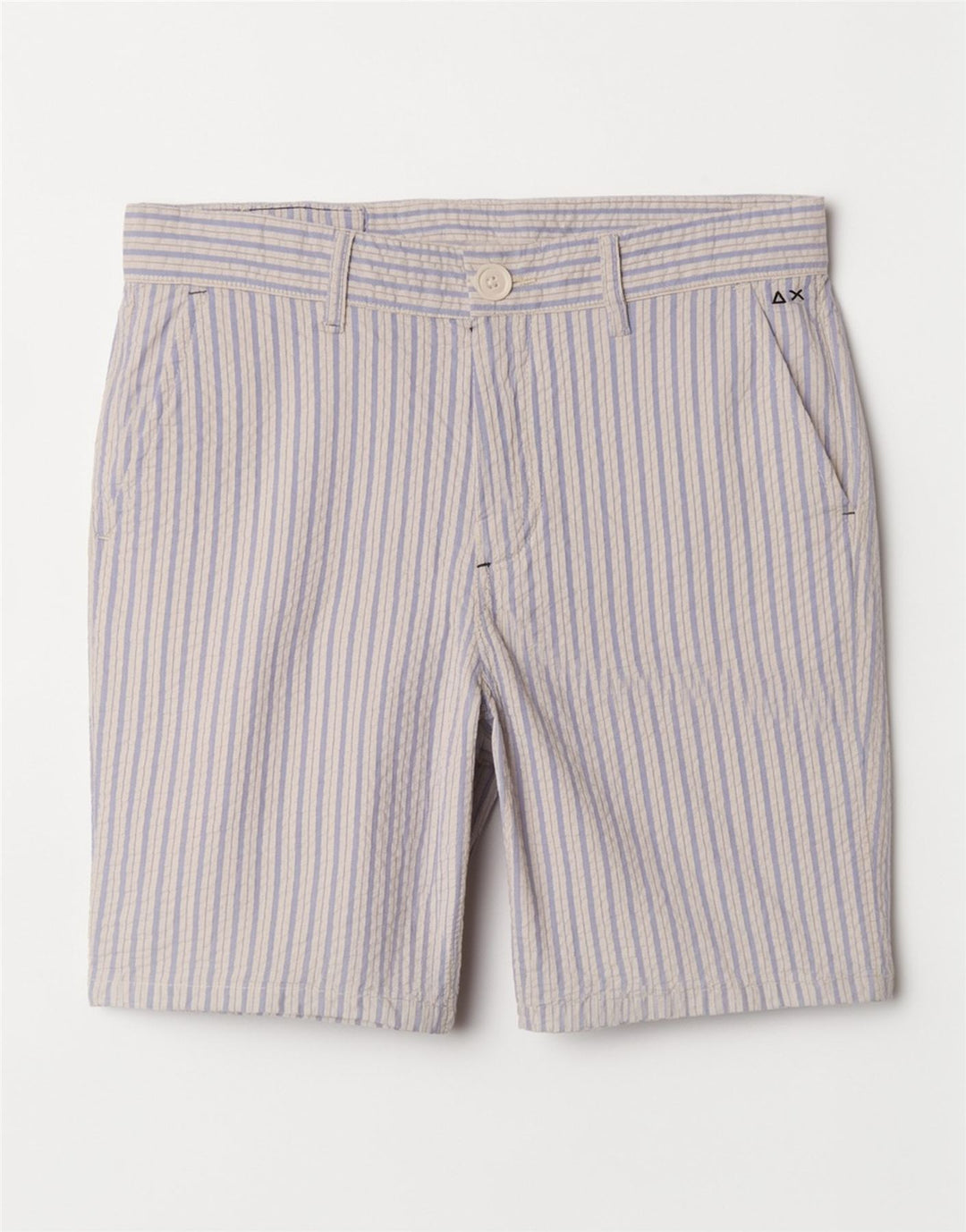Sun68 Mens Chino Shorts W31 Medium Blue Striped Cotton
