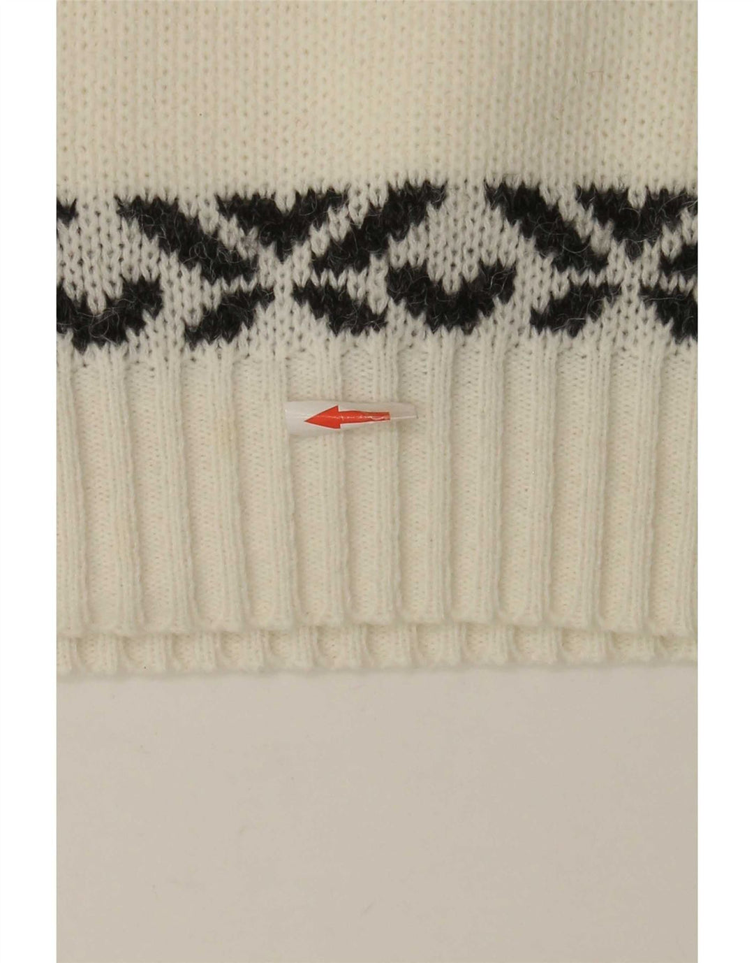 Vintage sweater med rund hals til mænd Medium White Fair Isle
