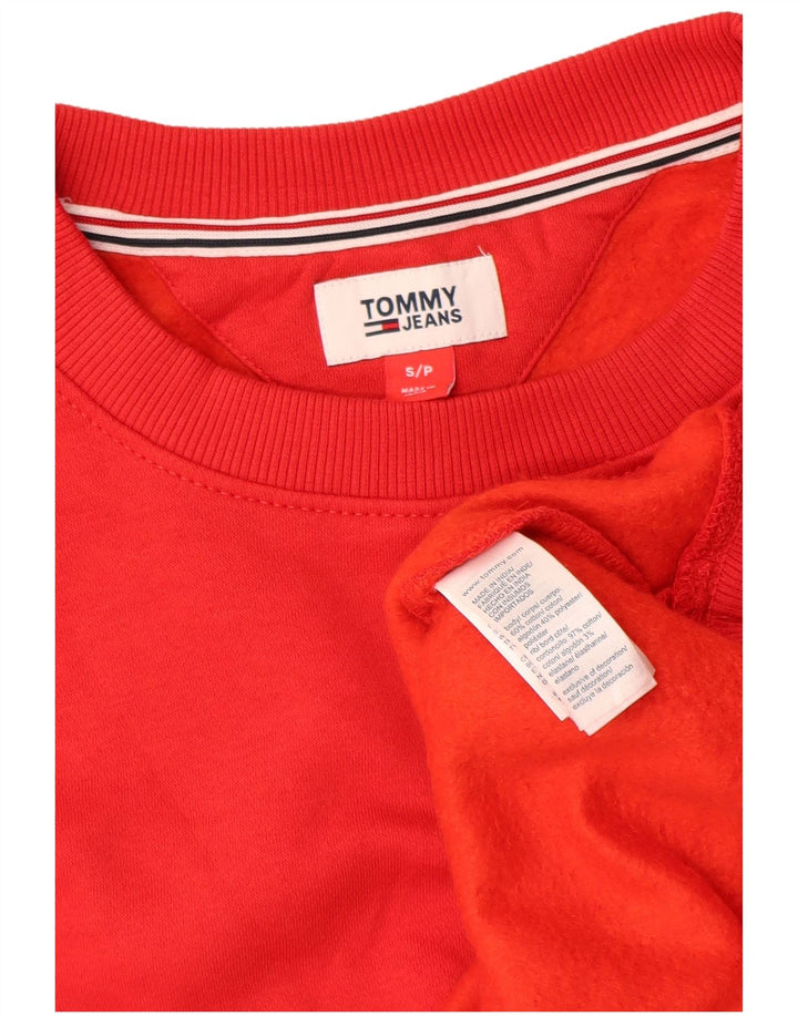 Tommy Hilfiger Womens Oversized Sweatshirt Jumper UK 10 Small Red Cotton