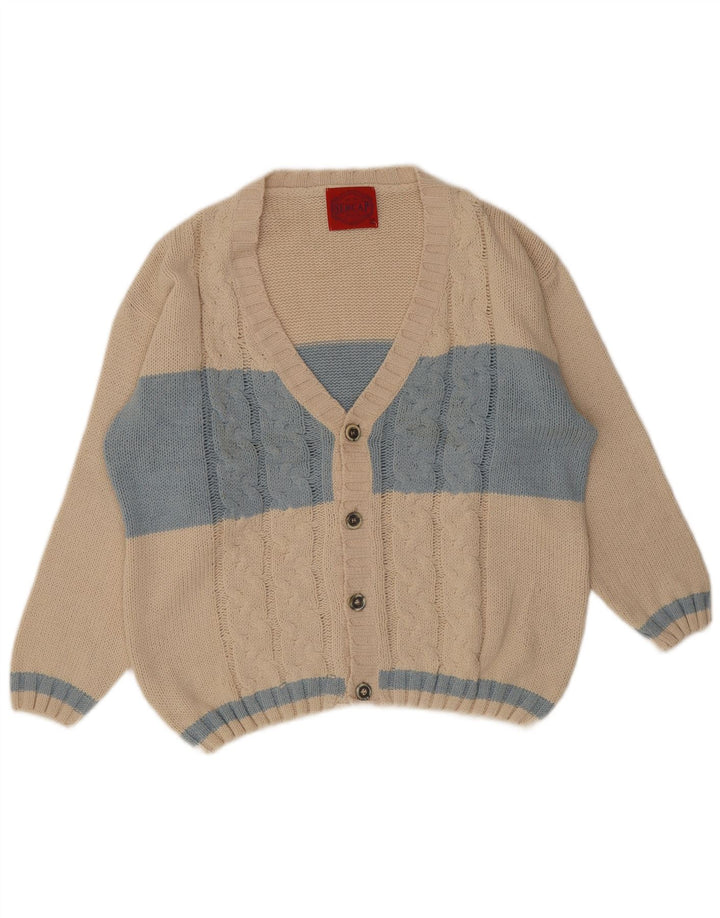 Sercap Herre Cardigan Sweater XL Beige Colourblock Bomuld