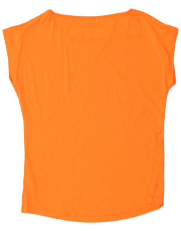 Adidas Damen Climalite T-Shirt Top UK 16/18 Large Orange Polka Dot