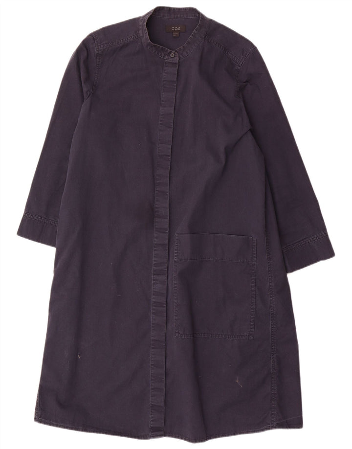 Cos Womens Overcoat EU 40 Medium Navy Blue Cotton