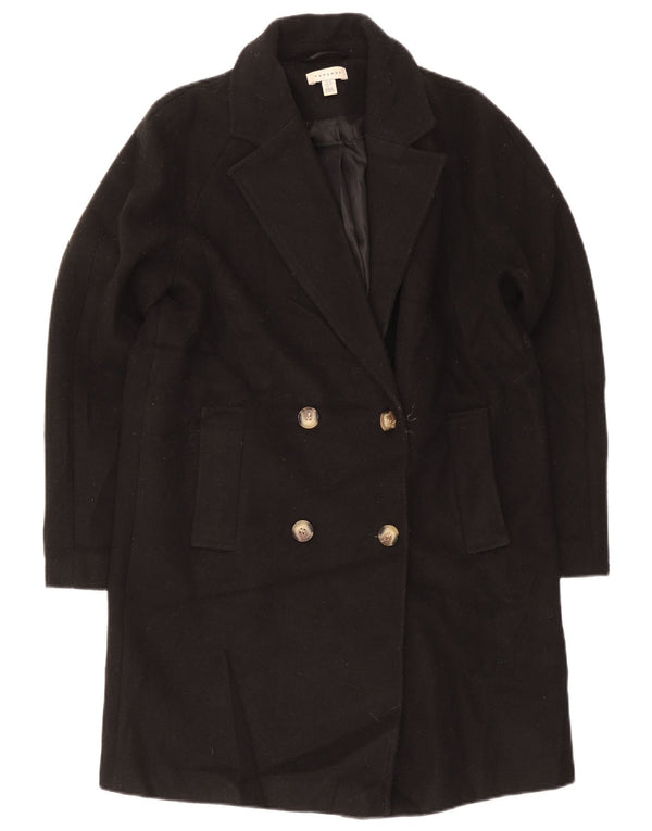 Topshop Womens Oversized Double Breasted Coat UK 10 Small Black Polyester