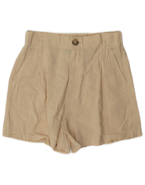 Zara Damen Chinoshorts mit hoher Taille XS W24 Beige Modal
