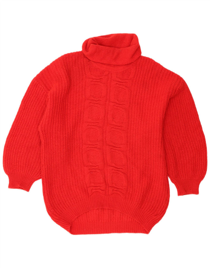 Stefanel Womens Roll Neck Jumper Sweater UK 18 XL Red Wool