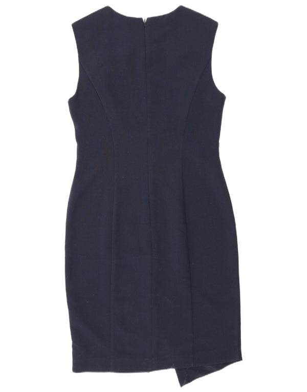 Topshop Womens Sleeveless Sheath Dress UK 12 Medium Navy Blue Polyester
