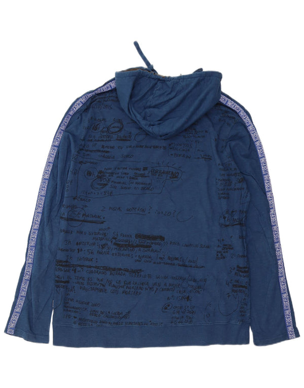 Desigual Herren Kapuzenshirt mit Grafik, langärmlig, XL, Blau, Baumwolle