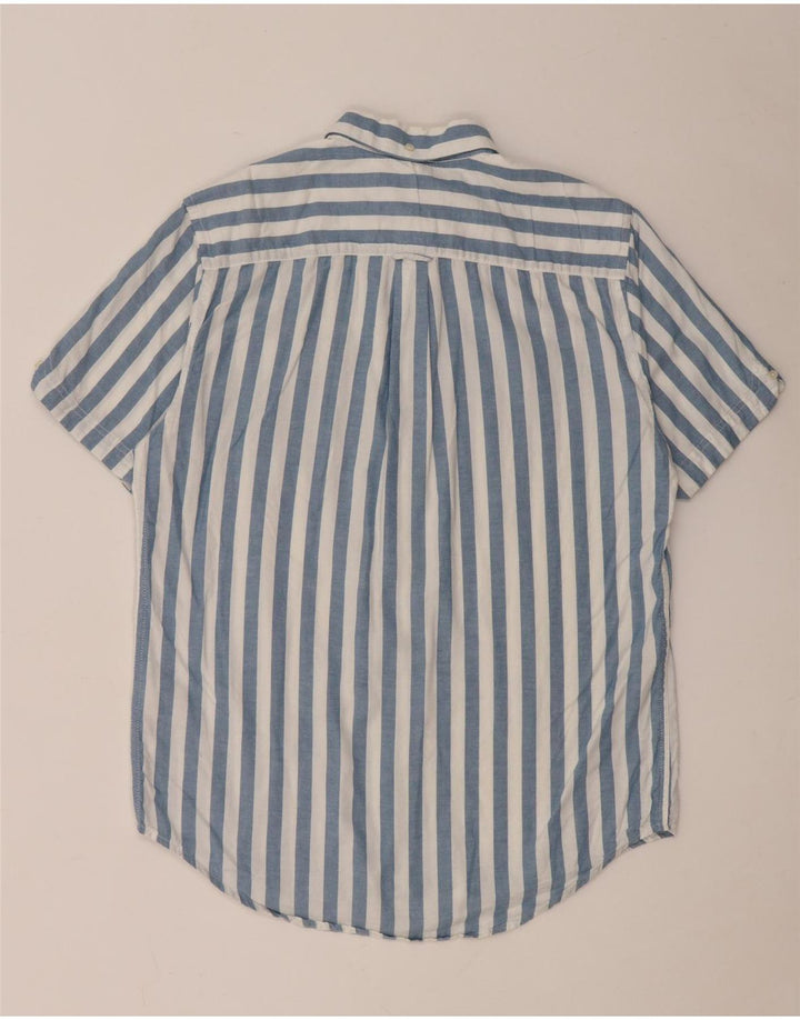Ben Sherman Herren-Kurzarmhemd aus mittelblauer, gestreifter Baumwolle