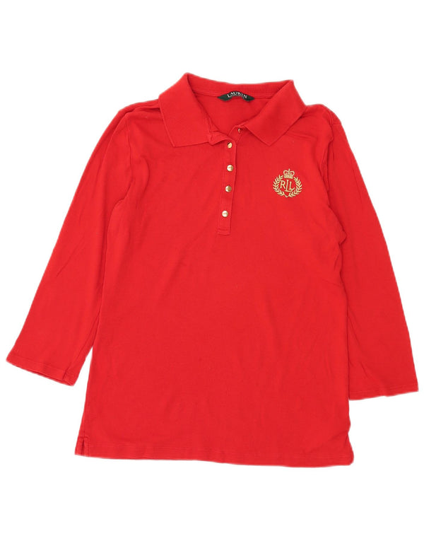 Polo Ralph Lauren da donna con maniche a 3/4 UK 12 cotone rosso medio