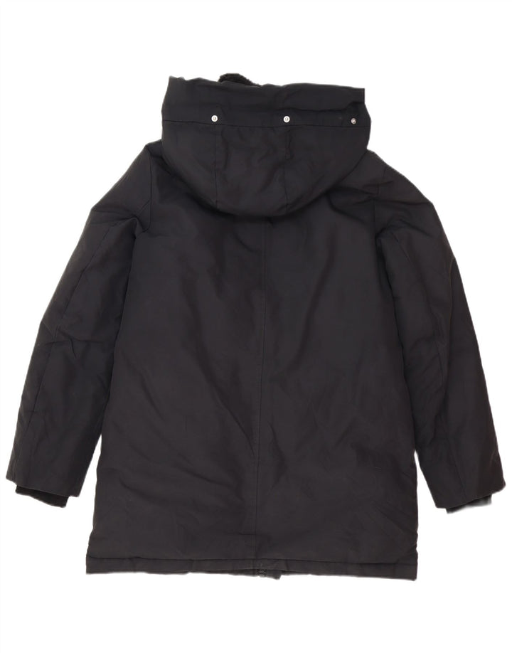 Zara Womens Hooded Parka Jacket UK 6 XS Black Polyester