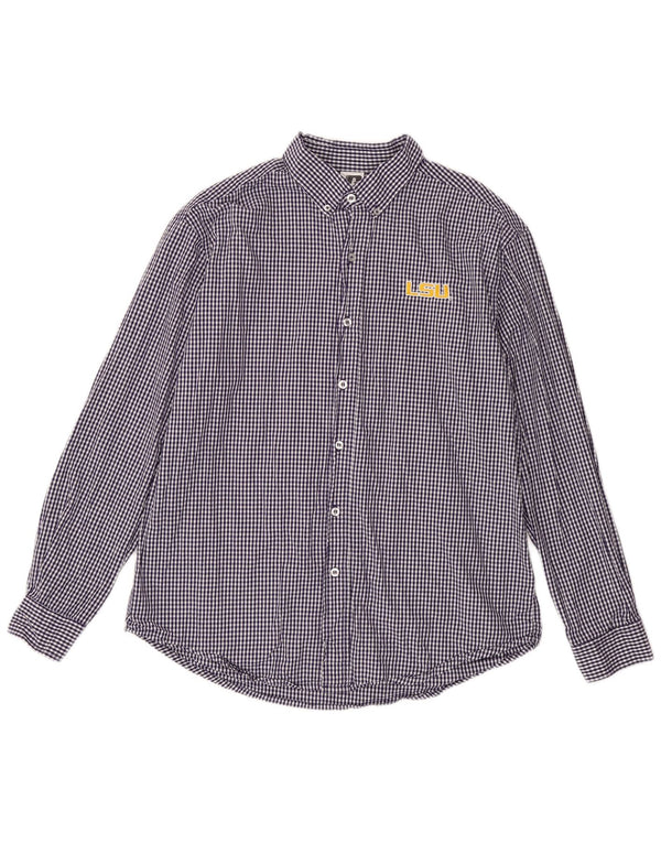 Russell Athletic Herre LSU Tigers skjorte størrelse 42/44 Large Blue Gingham Cotton