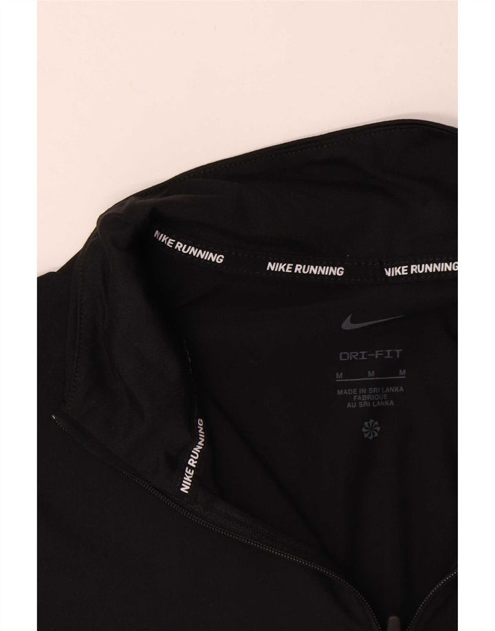 Nike Mens Dri Fit Zip Neck Pullover Tracksuit Top Medium Black Polyester