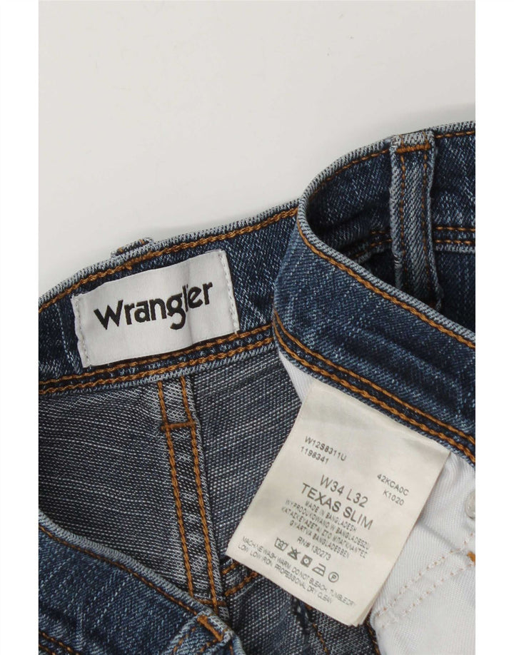 Wrangler Mens Slim Jeans W34 L32 Blue Cotton
