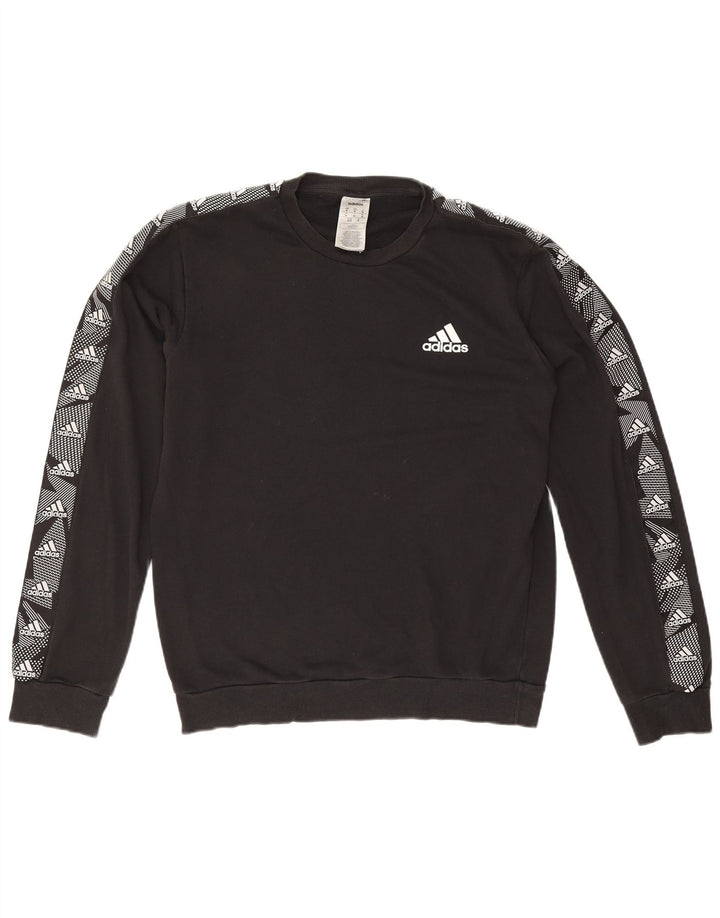 Adidas Grafisk Sweatshirt Jumper Medium Sort Bomuld