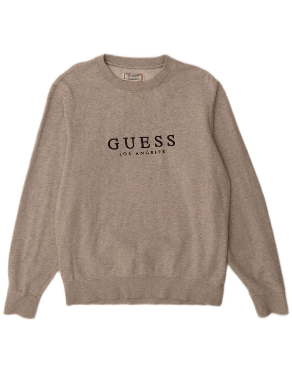Guess Felpa con grafica da uomo Maglione UK 34 XS Cotone chiazzato grigio