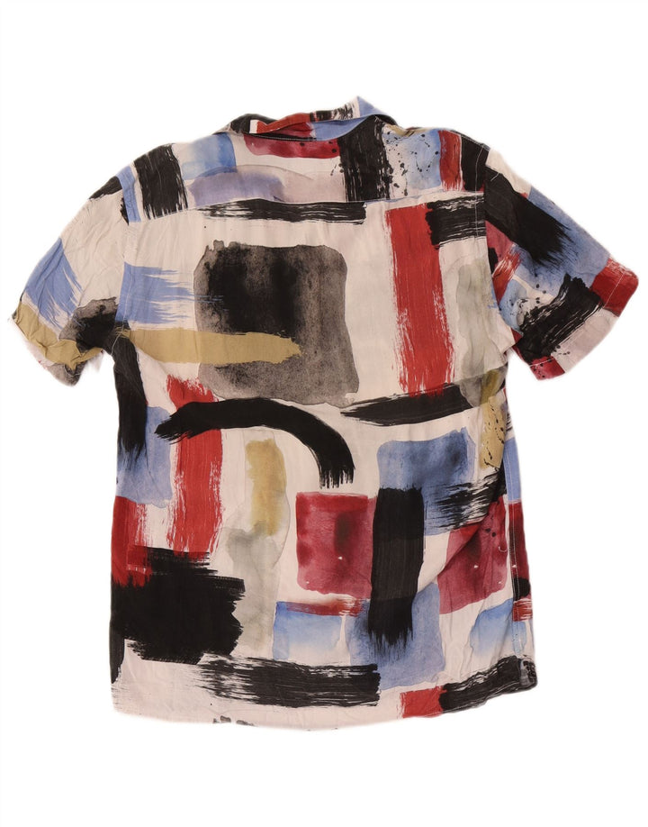 Zara Mens Short Sleeve Relaxed Fit Shirt Small Multicoloured Geometric
