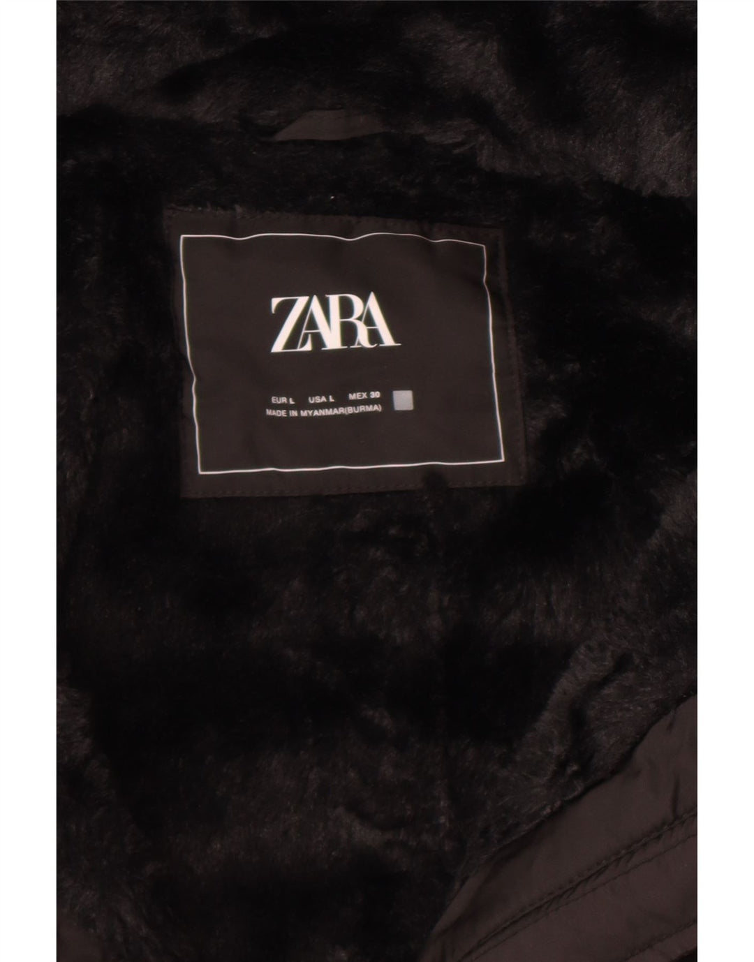 Zara Womens Hooded Padded Jacket UK 14 Large Black