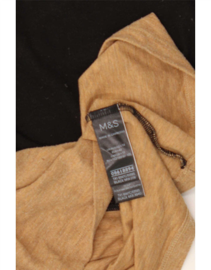 Marks & Spencer Damen Top Langarm UK 14 Medium Schwarz Colourblock