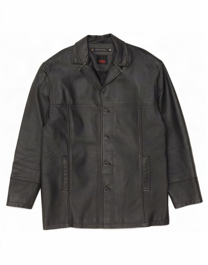 Jaqueta de couro masculina vintage IT 48 média preta