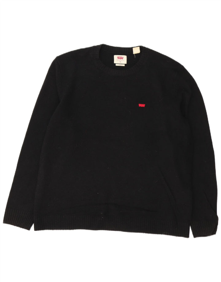 Levi's Mens Standard Crew Neck Jumper Sweater XL Black Wool
