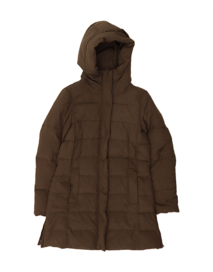 ZARA Womens Hooded Padded Coat UK 14 Large Khaki Vintage Zara and Second-Hand Zara from Messina Hembry 
