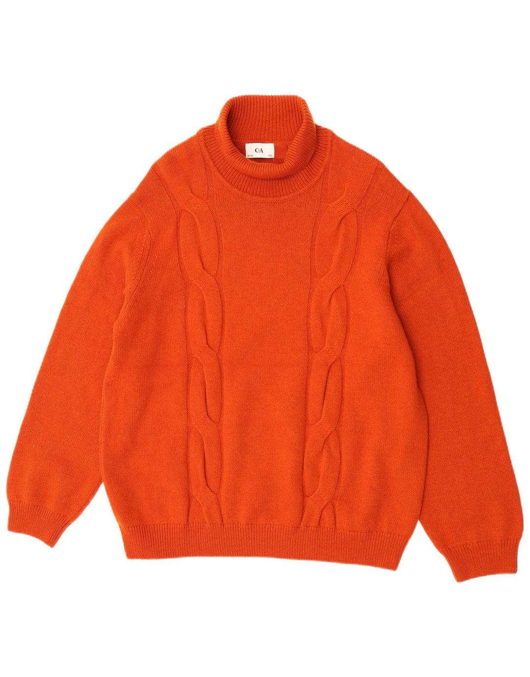 Maglione maglione a collo alto da uomo C&A 2XL lana arancione