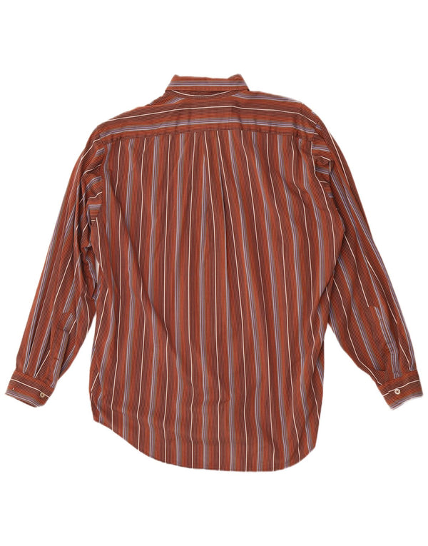 Camicia da uomo Marlboro Classics Large in cotone a righe marroni
