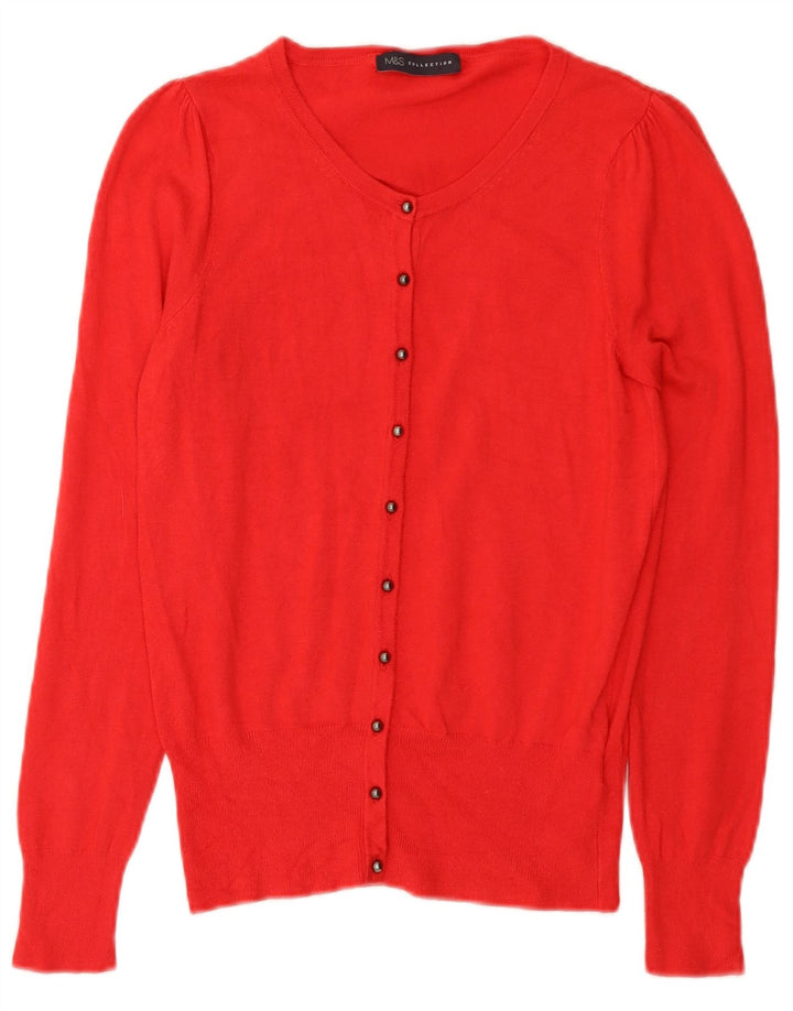 Marks & Spencer Womens Cardigan Sweater UK 8 Small Red Viscose