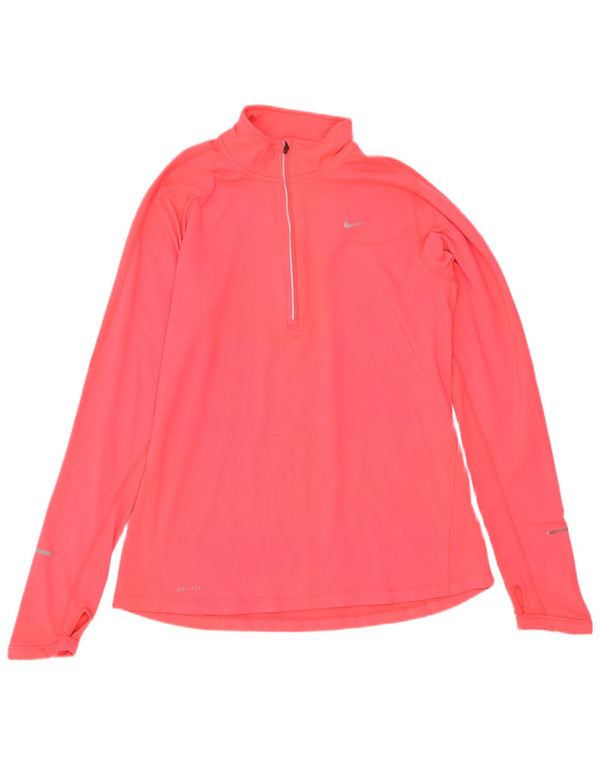 Nike Haut de survêtement Dri Fit avec col zippé pour femme Rose moyen UK 12