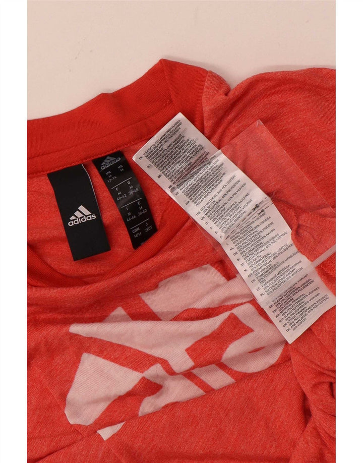 Adidas Womens Graphic T-Shirt Top UK 12/14 Medium Red Polyester