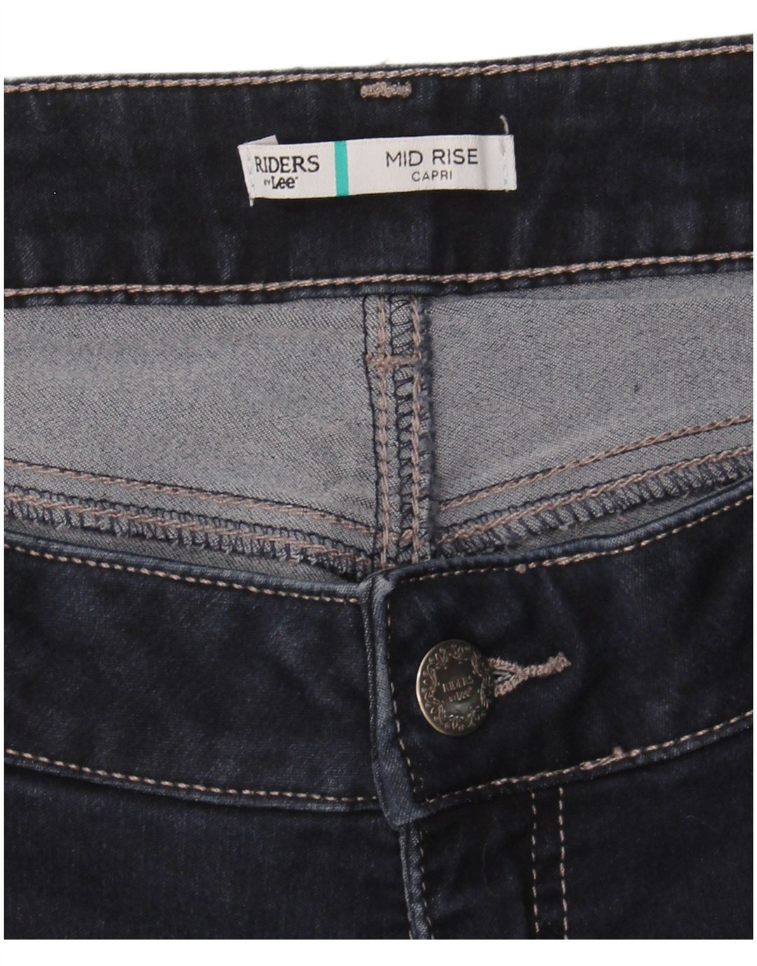LEE Womens Riders Mid Rise Capri Jeans W36 L18 Navy Blue
