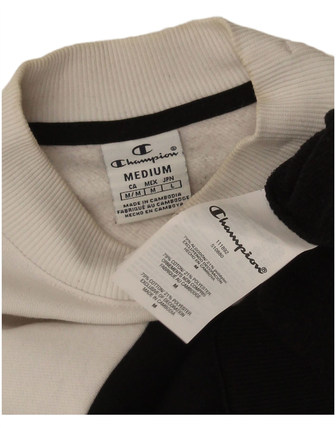 Champion Womens Graphic Sweatshirt Jumper UK 14 Medium Black Colourblock