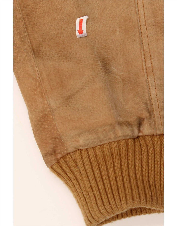 Giacca vintage in pelle scamosciata da uomo UK 42 2XL Pelle beige