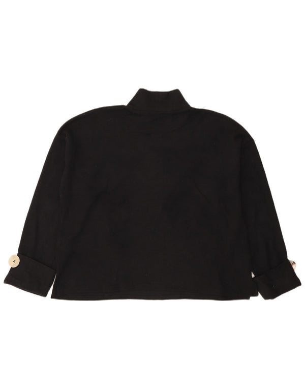 Damski top oversize Zara z długim rękawem, UK 14, średni czarny, bawełniany