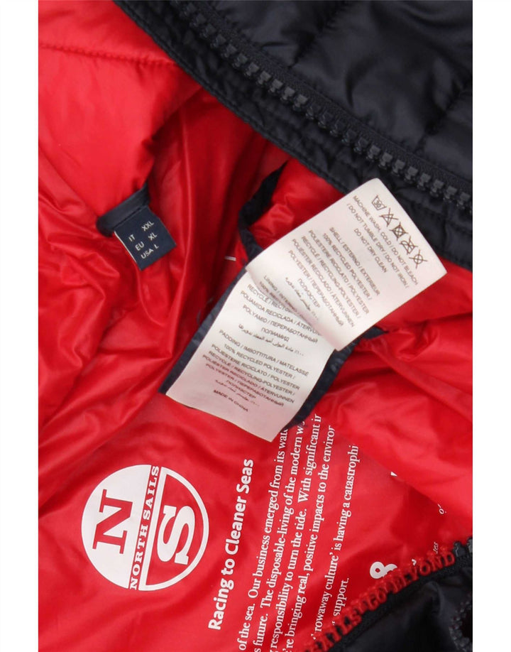 North Sails Mens Hooded Padded Jacket UK 42 XL Navy Blue Polyester