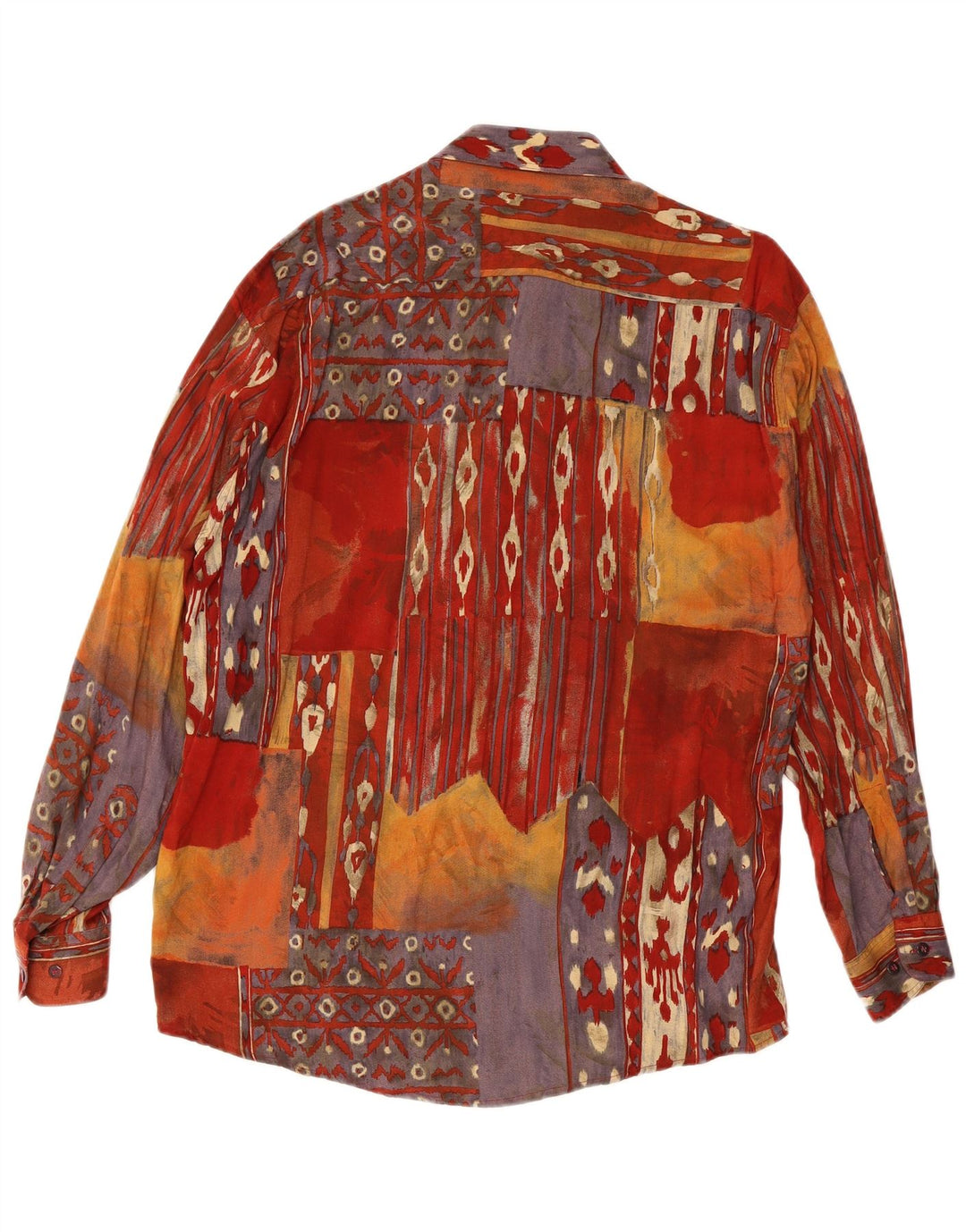 Chemise à motif abstrait vintage pour homme en viscose multicolore moyenne