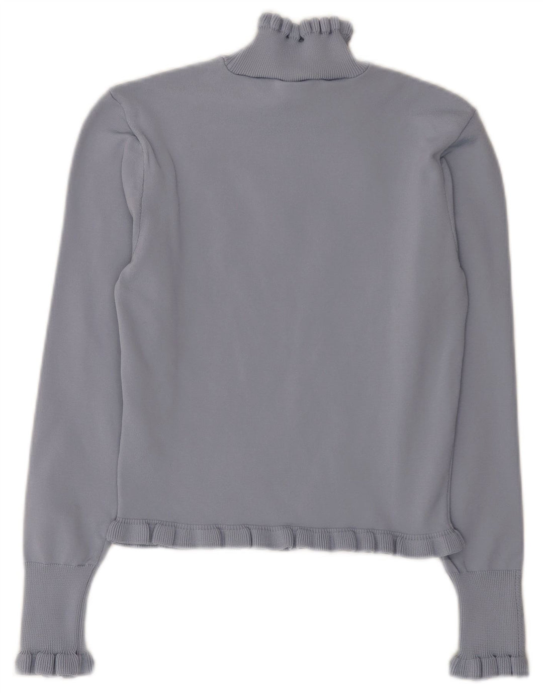 Zara Womens Crop Turtle Neck Jumper Sweater UK 12 Medium Blue Polyester