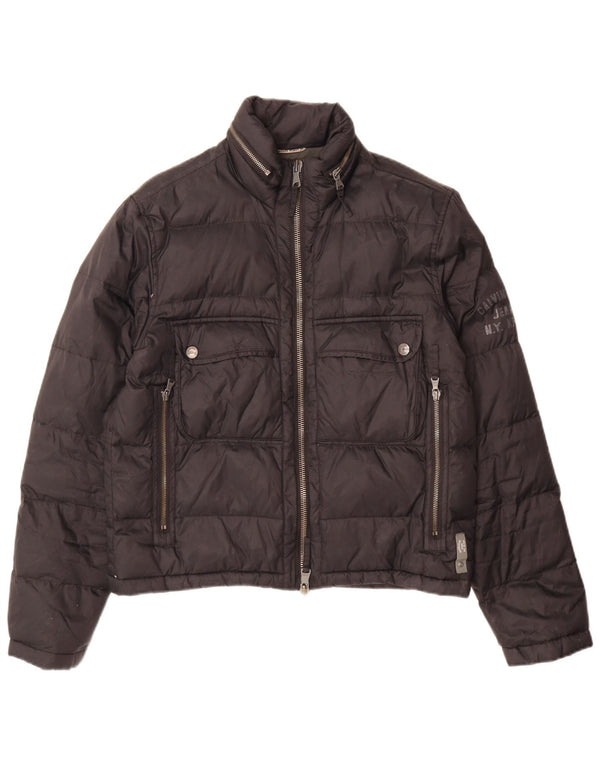 Calvin Klein Jeans Veste rembourrée à capuche pour homme UK 38 Medium Noir Polyamide